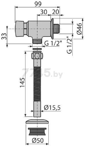 Кнопочный сливной вентиль для писсуара ALCAPLAST (ATS001) - Фото 2